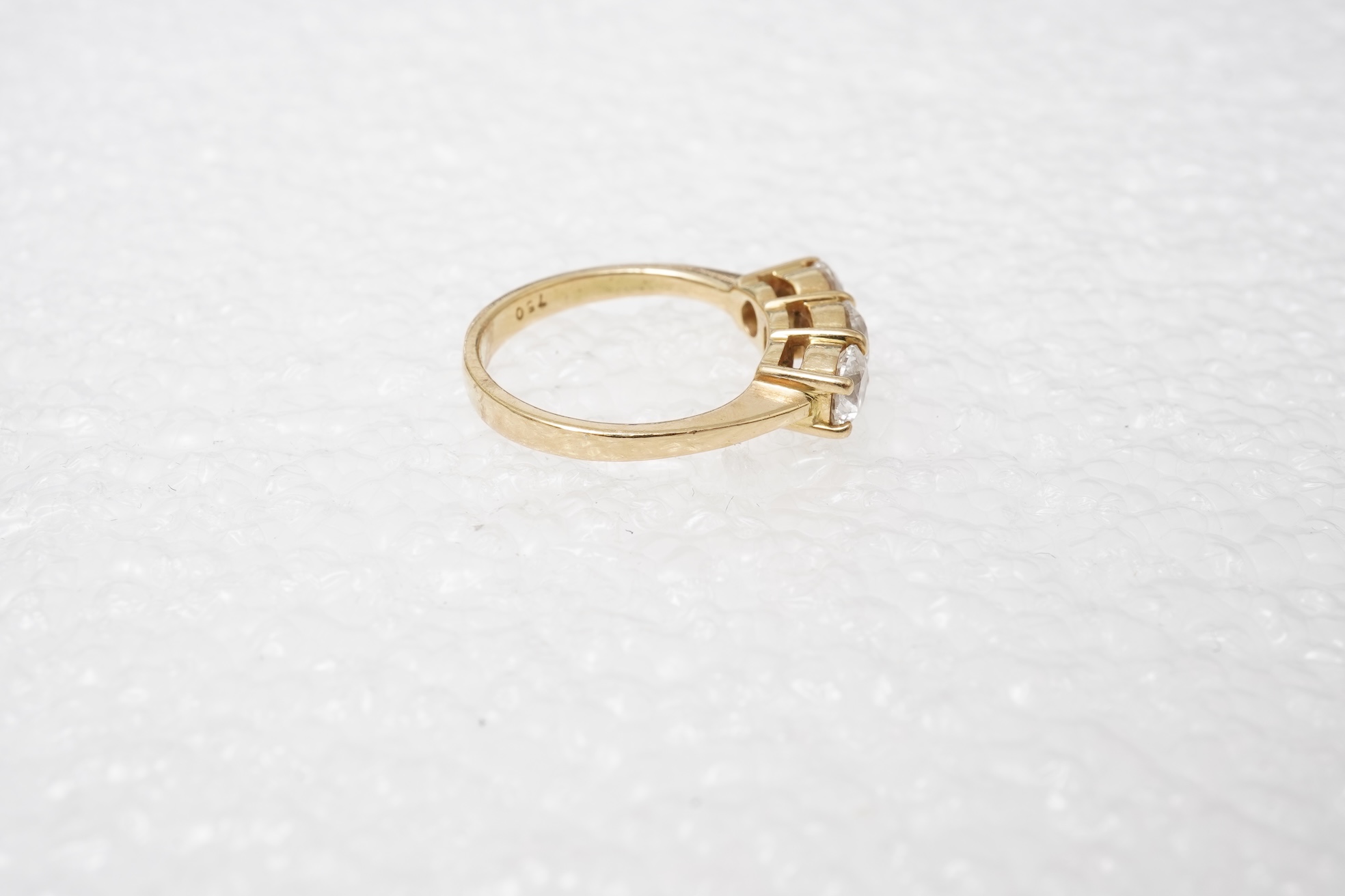 A three-stone diamond ring